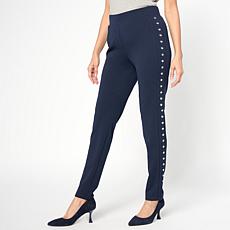 "As Is" Nina Leonard Slim Leg Pant with Elastic Waist