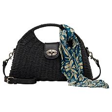 "As Is" Patricia Nash Sarakino Straw Handbag with Scarf