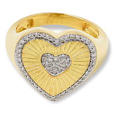 "As Is" Rarities Gold-Plated 1/4ctw Diamond Heart Ring