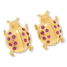 "As Is" Rarities Ruby "Ladybug" Gold-Plated Stud Earrings