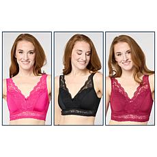"As Is" Rhonda Shear 3-pack Classic Pin-Up Bra with Lace Detail