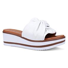 "As Is" Ron White Priccila Lightweight Leather Wedge Slide Sandal