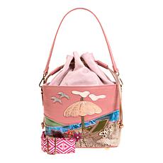 "As Is" Sharif Legacy Colorful Leather Flower Pot Drawstring Crossb...