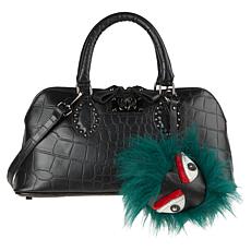 "As Is" Sharif Legacy Croc Leather Satchel with Keychain