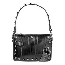 "As Is" Sharif Legacy Eel Skin Leather Rocketed Top Zip Crossbody
