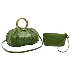 "As Is" Sharif Legacy Floral Embossed Leather Balloon Crossbody wit...