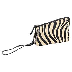 "As Is" Sharif Legacy Lush Hair Calf Exotic Print Wristlet Clutch