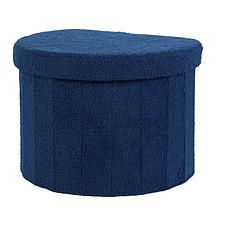 "As Is" South Street Loft Faux Teddy Fur Half-Moon Storage Ottoman 