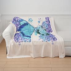 "As Is" SouthStreet Loft Floral Garden Butterfly Printed Throw