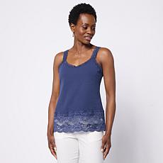 "As Is" Tower Hill by Christie Brinkley Lace Hem Layering Tank Top