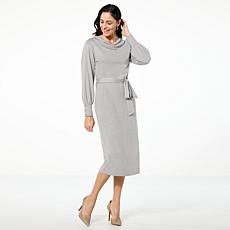 "As Is" TWRHLL by Christie Brinkley Knit Cowl Neck Dress 