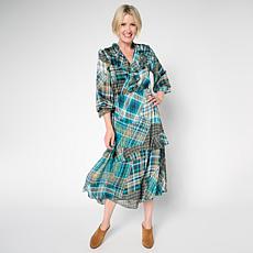 "As Is" TWRHLL by Christie Brinkley Ruffled Chiffon Midi Dress