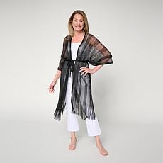 "As Is" Vince Camuto Belted Metallic Topper with Fringe