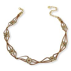 "As Is" Vince Camuto Leather Cord Laced Resin Stone Concho Belt