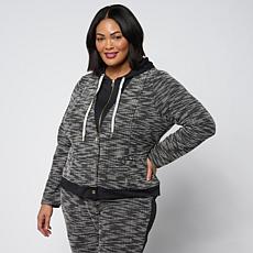 "As Is" Vivica A. Fox Collection Scuba Knit Boucle Jacket with Hood