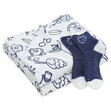 "As Is" Warm & Cozy 100% Polyester Throw & Sock Set