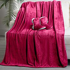 "As Is" Warm & Cozy 60 x 80 Plush Throw and Bootie Gift Set