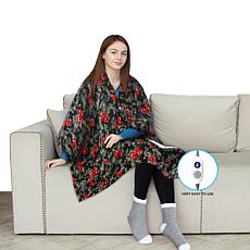 "As Is" Warm & Cozy 64" x 50" Heated Plush to Sherpa Angel Wrap