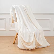 "As Is" Warm & Cozy Plush and Sherpa 60" x 70" Throw with Foot Pocket