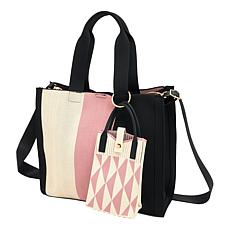 "As Is" Wildflower Technoknit Tote Set with Mini Phone Crossbody