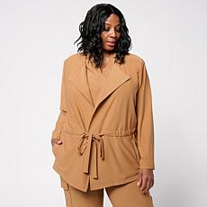 "As Is" Wynne Collection Luxe Crepe Drape Front Jacket