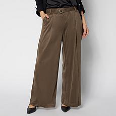 "As Is" WynneCollection Belted Faux Suede Pant
