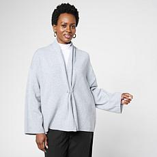 "As Is" WynneCollection Draped Cardigan with Cuff Link Closure
