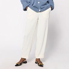 "As Is" WynneCollection Drapey Twill Elastic Waist Barrel Leg Pant