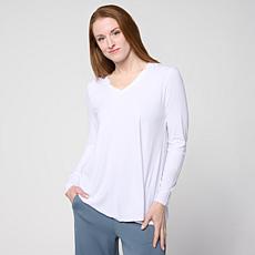 "As Is" WynneCollection Long-Sleeve Jersey Knit V-Neck Top