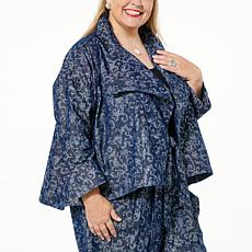 "As Is" WynneCollection Metallic Denim Jacquard Jacket