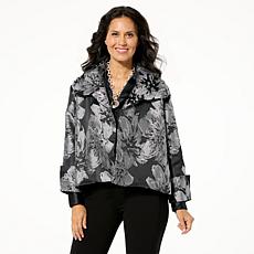 "As Is" WynneCollection Metallic Jacquard Floral Swing Jacket