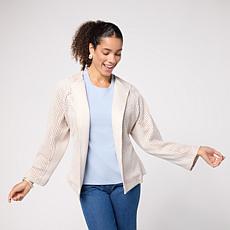 "As Is" WynneCollection Perforated Bonded Faux Suede Belted Jacket