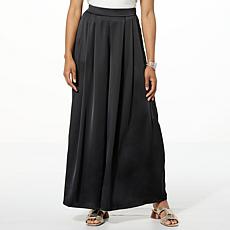 "As Is" WynneCollection Pleated Satin Wide-Leg Trouser