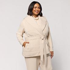 "As Is" WynneCollection Quilted Cloud Knit Belted Vest 