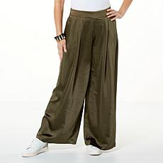 "As Is" WynneCollection Satin Charmeuse Pleated Pant