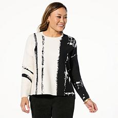 "As Is" WynneCollection SoftKNIT Painted Jacquard Sweater