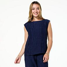 "As Is" WynneCollection Textured Crinkle Sleeveless Top