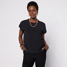 "As Is" WynneLayers Cap-Sleeve Crew-Neck Top
