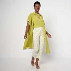 "As Is" WynneLayers Chiffon Cap-Sleeve Collared Duster
