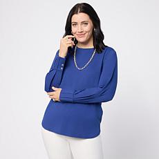 "As Is" WynneLayers Crew-Neck Curved Hem Top