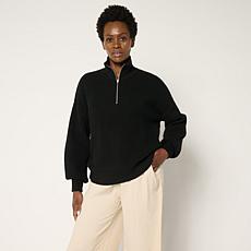 "As Is" WynneLayers Drama Sleeve Half-Zip Top