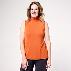 "As Is" WynneLayers Peached Jersey Funnel Neck Sleeveless Top