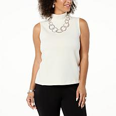 "As Is" WynneLayers Smoothing Scuba Knit Mock-Neck Sleeveless Top