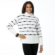 "As Is" WynneLayers Striped Mock-Neck Pullover Sweater