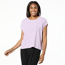 "As Is" WynneLayers Woven Crepe Dolman-Sleeve Crew Neck Tee