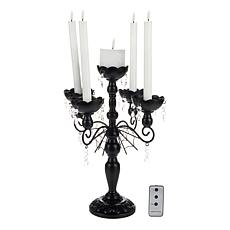 august & leo 16" Crystal Spider Web Candelabra w/Flameless Candles