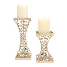 august & leo Square Jeweled Candle Holders with LED Candle 2-pack