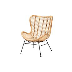 bali & pari Colorado Modern Bohemian Rattan and Metal Accent Chair