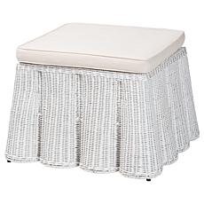 bali and pari Palm Bohemian White Rattan Ottoman
