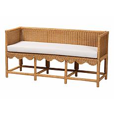 bali and pari Serenay Bohemian Scallop Rattan Accent Bench